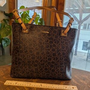 Calvin Klein Brown Monogram Tote Bag